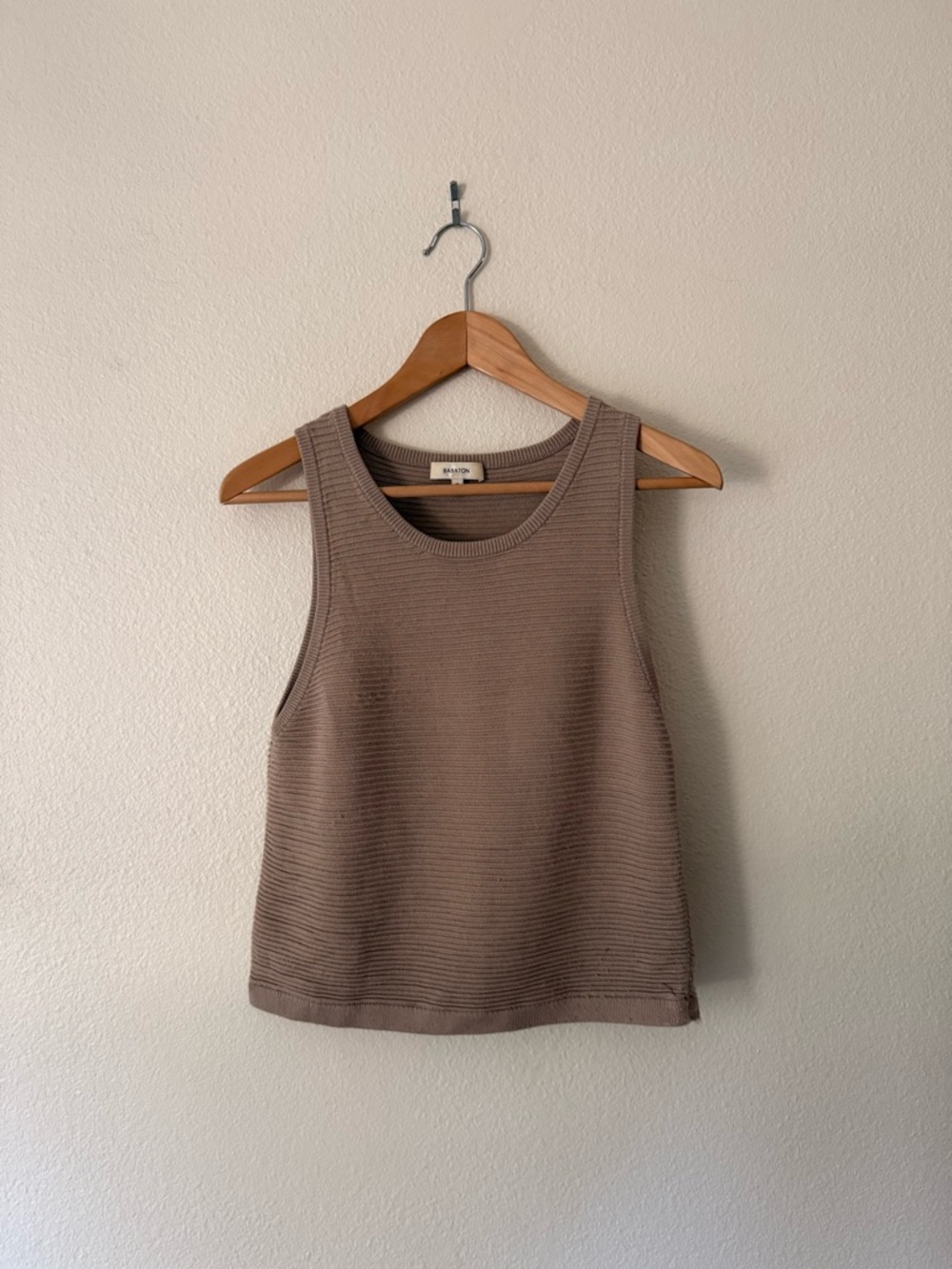 Babaton Ribbed Tank Top in Taupe Brown